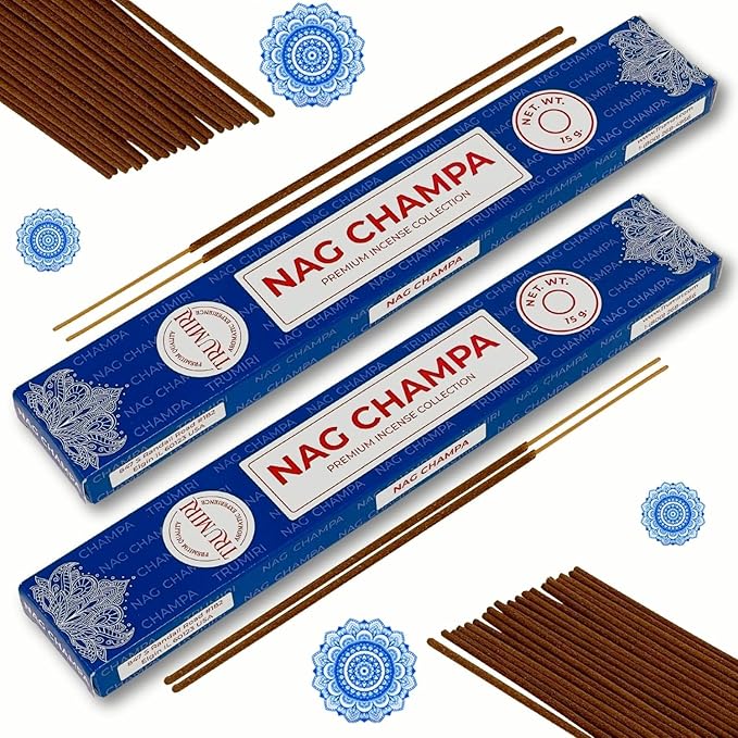 Nag Champa Incense Sticks - Total 90 Insence-Sticks - 6 Packs of 15 Insense - Inciensos - Inscents - Natural Non Toxic Ingredients - Incents - Incence - Inscense - Insents TRUMIRI