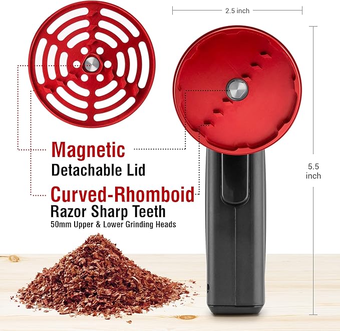 2.5" Large Electric Grinder Herb Grinder, Auto Spice Grinder with Auto Dispensing (Black Red) - Bloomnest