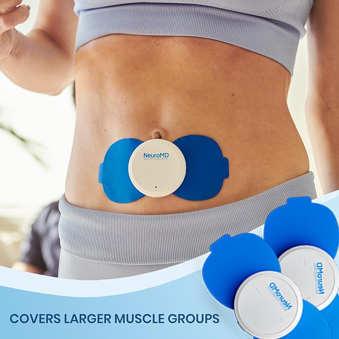 NeuroMD 2-Pack Butterfly Replacement TENS Unit Electrode Pads for Wireless Muscle Stimulator & Pain Relief - Reusable 30 Times | Snap-On Connector | Compatible to Whole Body Corrective Therapy Device - Bloomnest
