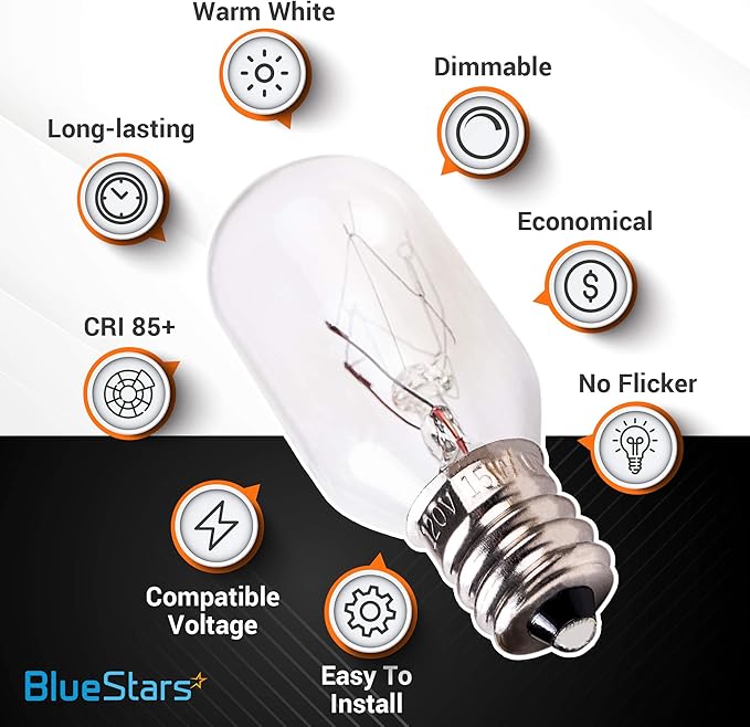 BlueStars 14 Packs E12 T20 15W Salt Rock Lamp Bulb 120V 2700K Warm White Light for Himalayan Salt Lamps & Baskets, Scentsy Plug-in & Wax Warmers, Night Lights - Bloomnest