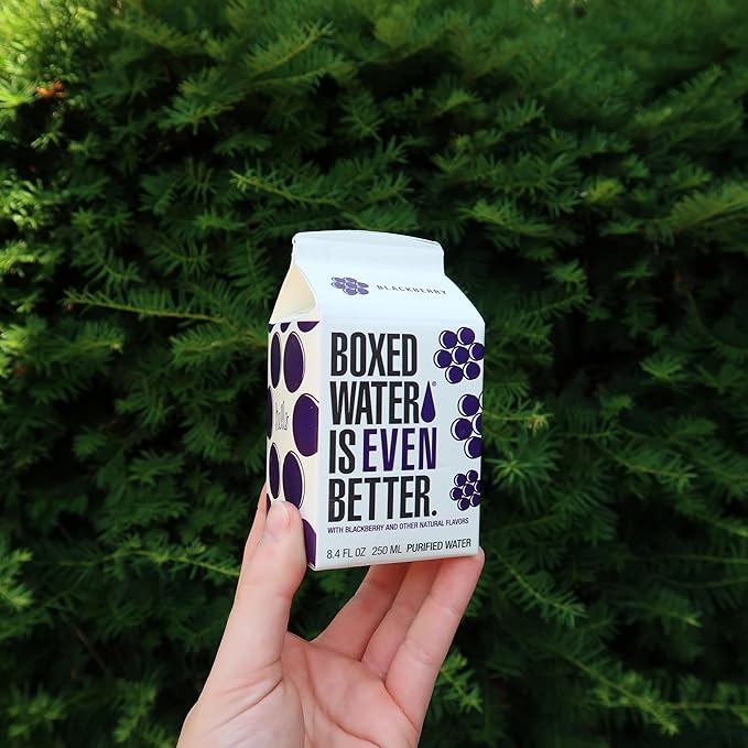 Boxed Water 8.5 oz. (24 Pack) – Blackberry in Boxes, BPA-Free, Refillable Cartons, Sustainable Alternative to Premium Plastic Bottled Water, Mini Water for Kids - Bloomnest