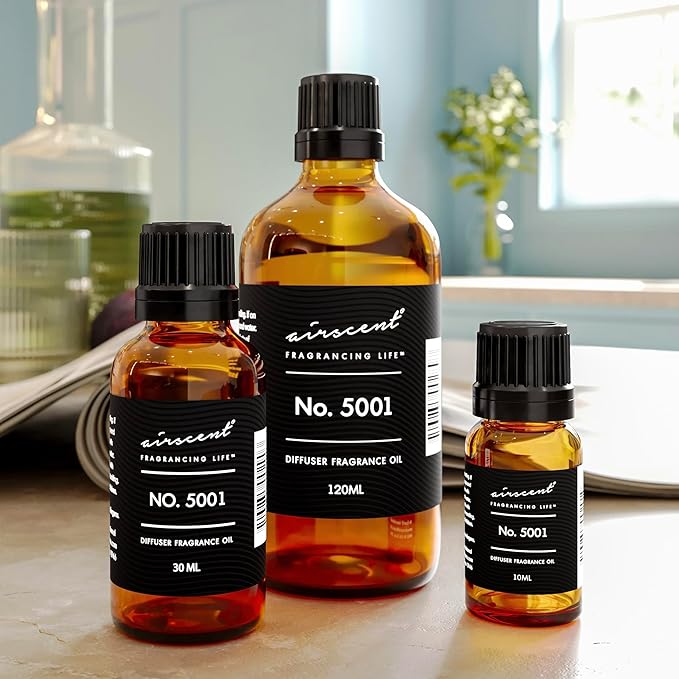 AirScent Baccarat Rouge Inspired Diffuser Oil - Perfume Dupe - Premium Fragrance Oil No. 5001 for Ultrasonic and Waterless Diffusers and Crafting - 120 mL, 4 fl oz Glass Dropper Bottle - Bloomnest