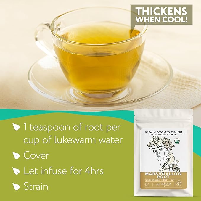 Marshmallow Root Tea (Althea Officinalis) – Organic Marshmallow Root – Throat Tea - Gut Lining, Digestion, Respiratory Health - Blood, Bones, Skin, Hair - Marshmellow Herb – 4 Ounces - Bloomnest