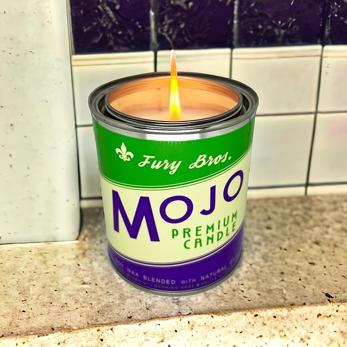 Fury Bros. Scented Candles for Men | Mojo | Frankincense Myrrh Burning Sage | Natural Soy Wax | Hand-Poured in The USA | Long 70-80 Hour Burn (12.5 oz) | Vintage-Inspired Tin Design | Dad Home Gift - Bloomnest