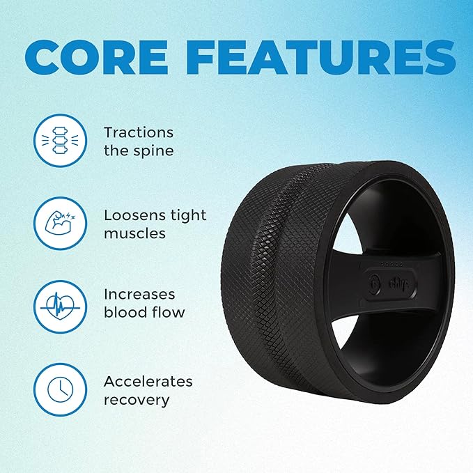 Chirp Wheel Pro Vibrating Massage Roller - 3 Speed Electric Massager for Back Pain Relief & Muscle Therapy, Workout Recovery, Physical Therapy, Yoga Massage | High Density Foam, 8" Black Up to 500 lbs - Bloomnest
