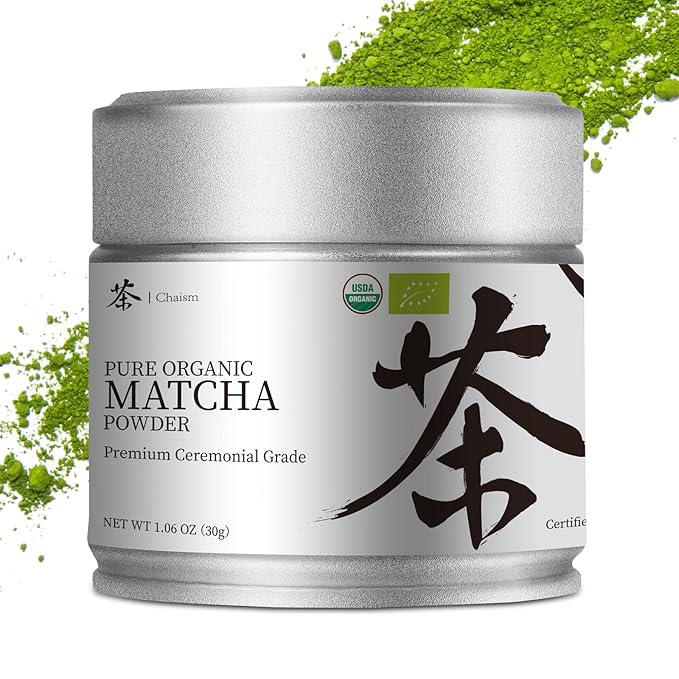Chaism Ceremonial Grade Matcha Green Tea Powder - Premium First Harvest USDA Organic Gluten-Free Vegan, 100% Pure Unsweetened No Additives, 1.06oz Tin - Bloomnest