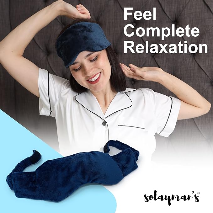 Weighted Lavender Eye Mask for Sleeping, Yoga, Dry Eyes - Great Relaxation Gifts for Mom, Dad, Women, Men - Aromatherapy Lavender Eye Pillow Gift (Navy Blue) - Bloomnest