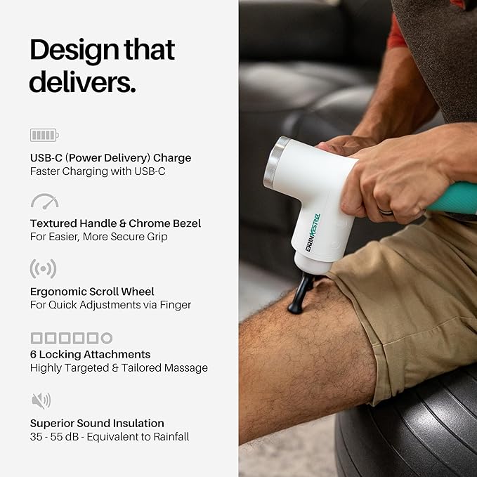 Ekrin Athletics White Kestrel Percussive Massager - Enhanced Precision & Comfort for Elite Muscle Recovery & Wellness - Relieve Sore Muscles and Stiffness - Bloomnest