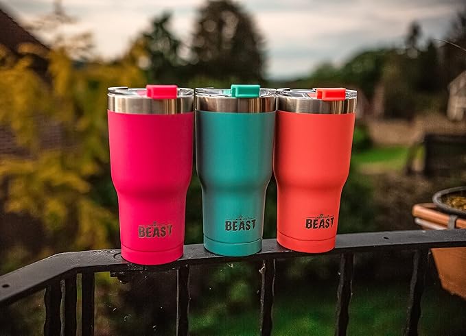 Beast 30 oz Tumbler Stainless Steel Vacuum Insulated Coffee Ice Cup Double Wall Travel Flask (Cupcake Pink) - Bloomnest
