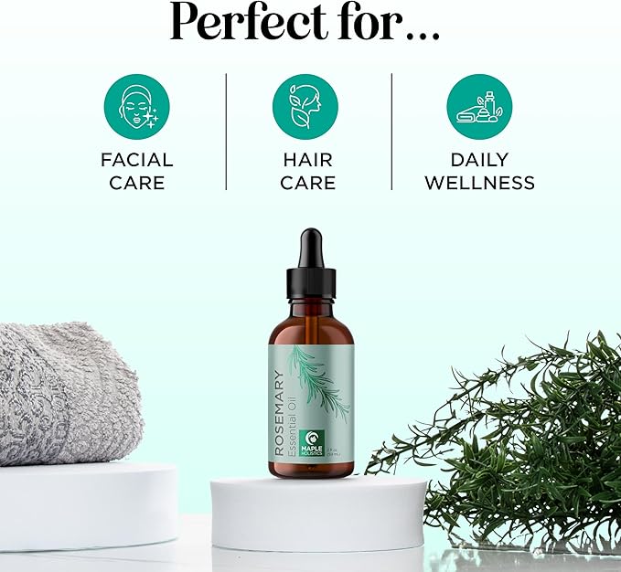 Pure Rosemary Oil for Hair Care - Volumizing Aromatherapy Rosemary Essential Oil for Diffuser Plus Hair Skin and Nail Care - Nourishing Oil for Enhanced Shine and Dry Scalp Care (2oz) - Bloomnest