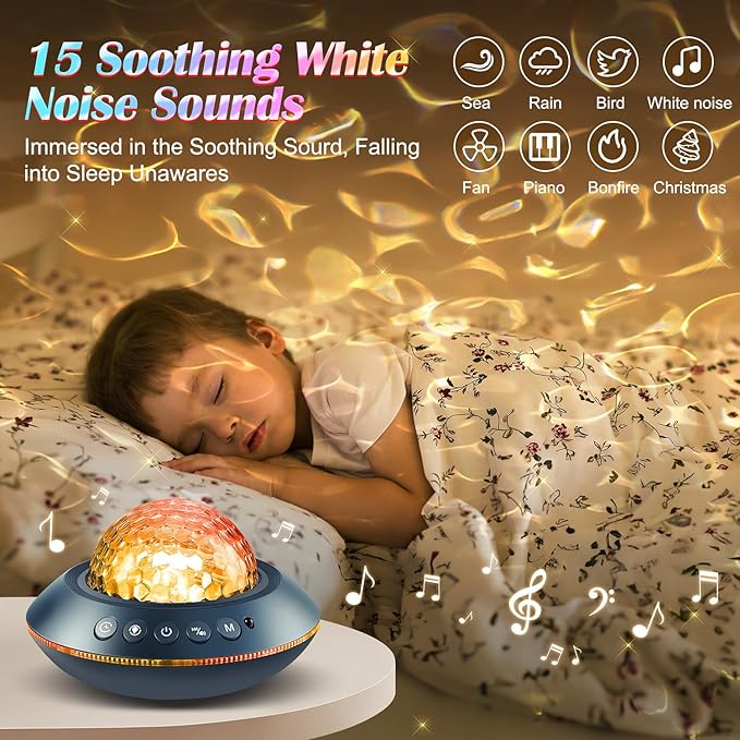 Mubarek Galaxy Projector for Bedroom, White Noises & Bluetooth Night Light Projector,360° Full Coverage Ceiling Projector Galaxy Light Projector,Remote Timer Night Sky Projector Ocean Light Projector - Bloomnest