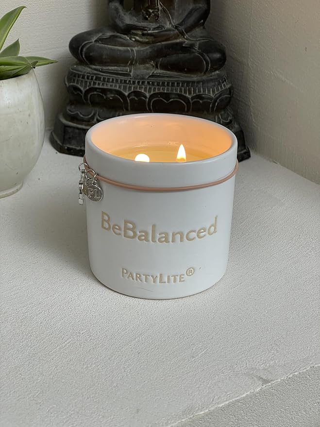 PartyLite Be Relaxed Lavender + Patchouli Soy Jar Candle, 40-50 Hours Burn Time, Energizing Eucalyptus, Uplifting Lemon, Pure Fragrance Blend - Bloomnest