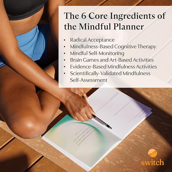 Switch Research Mindful Planner (Acceptance) - Evidence-Based Life Organizer - 31-Day Goal Planner to Develop Radical Acceptance - Daily planner With Prompts - Bloomnest