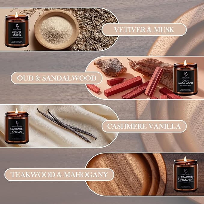 Scented Candles Set, Soy Wax Candles 8 Pack 56 Oz Aromatherapy Candles Gift Set for Women Men （Vanilla/Sandalwood/Amber/Mahogany/Vetiver/Bergamot/Caramel/Whiskey） - Bloomnest