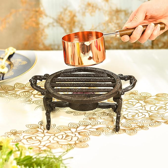 Sungmor Heavy Duty Cast Iron Teapot Dish Warmer Stable Holder for Tealight Stand | Tealight Warmer Decorative Stove for Villa Yard Balcony-Round - Bloomnest
