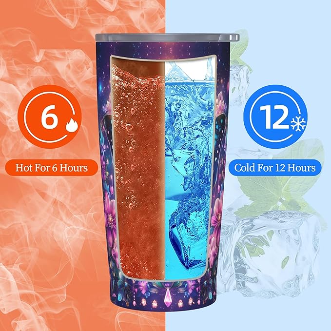 Butterfly Tumbler with Lid and Straw 20 oz Stainless Steel Cup Insulated Tumbler Coffee Mug for Home Office or Car Christmas Birthday Gifts - Bloomnest