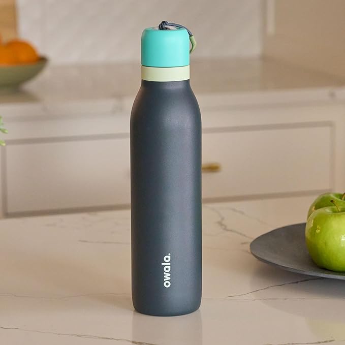 Owala FreeSip Twist Insulated Stainless Steel Water Bottle with Straw for Sports and Travel, BPA-Free, 18-oz, Blue/Grey (Foggy Tide) Owala