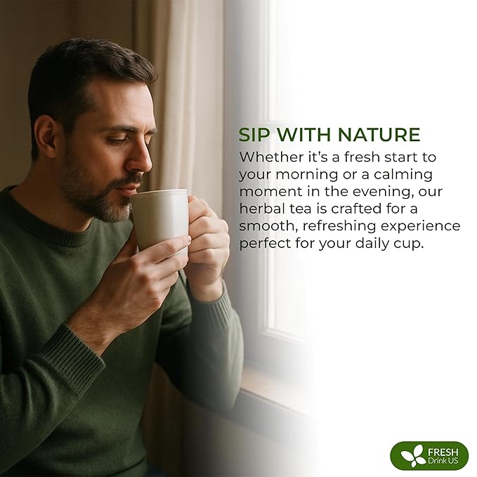 FreshDrinkUS, Premium 135 Tea Bags Men Super Detox Tea – Herbal Blend with Senna, Dandelion Root, Ginger, Peppermint & More – 100% Natural, Sugar-Free. Caffeine-Free. Gluten-Free. Vegan - Bloomnest