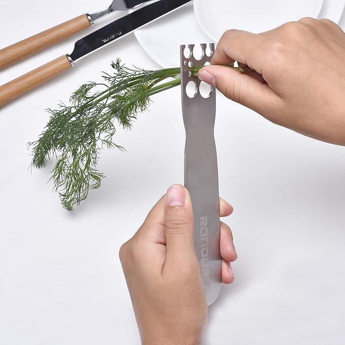 Stainless Steel Leaf Herb Stripper Tool, Loose Leaf Kale, Chard, Collard Greens Kale Razor and Kitchen Leaf Remover - Bloomnest
