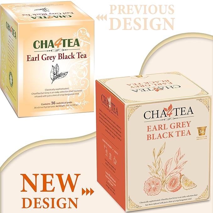 Cha4TEA 36-Count Earl Grey Tea Pods – Compatible with Keurig K-Cup, Bold Black Tea with Bergamot Flavor - Bloomnest