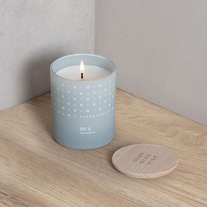 Skandinavisk ØY 'Island' Scented Candle. Fragrance Notes: Crabapple and Dog Rose, Water Mosses and Green Leaves. 7.0 oz. - Bloomnest
