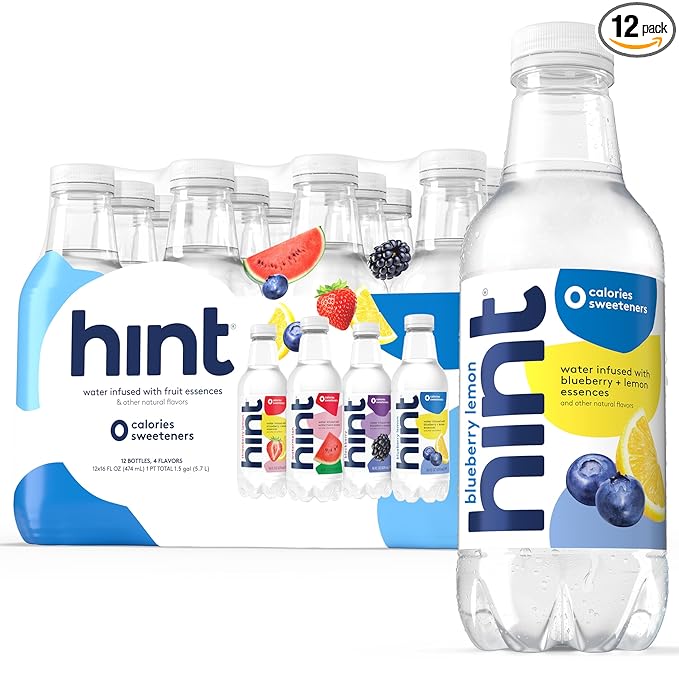 Hint Fruit-Infused Bottled Water, 4-Flavor White Variety Pack - Sugar Free Flavored Water with Zero Calories, Naturally Flavored, and No Artificial Sweeteners - 16 Fl Oz (Pack of 12) - Bloomnest