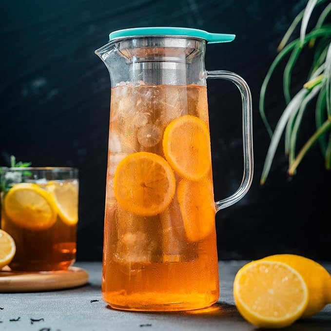 1.5L Fruit Infuser Water Pitcher-In Tea Infuser & Stainless Steel Candle Warmer Base - 500ml, Premium Gift Set for Tea Lovers, Perfect for Brewing and Keeping Tea Warm (1500ml) - Bloomnest