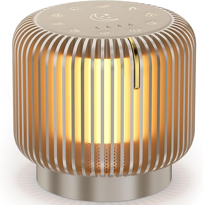 【Upgraded】 White Noise Sound Machine Bluetooth Speaker for Adults Kids 26 Soothing Sounds Dimmable Night Light 4 Timers Memory Function Brown Noise Baby Home Office Sleep Therapy Gift - Bloomnest