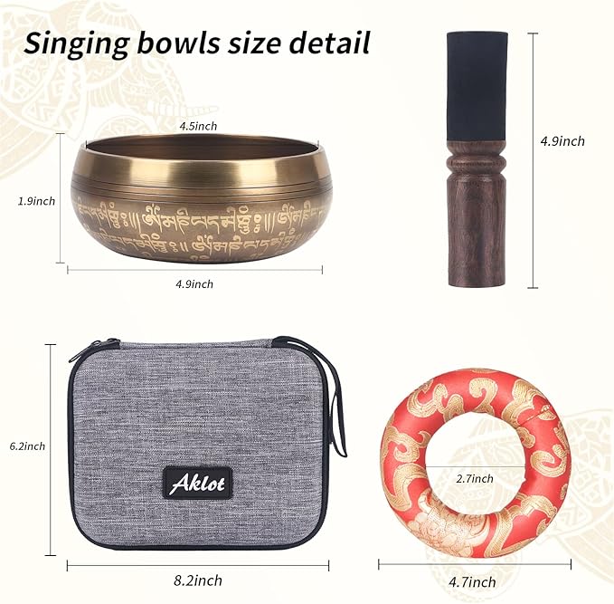 Kmise Tibetan Singing Bowls Set- Handmade in Nepal Meditation Sound Bowls for Yoga, Meditation, Mindfulness, Healing and Chakra Balancing, Stress Relief (5'，Ganesha) - Bloomnest