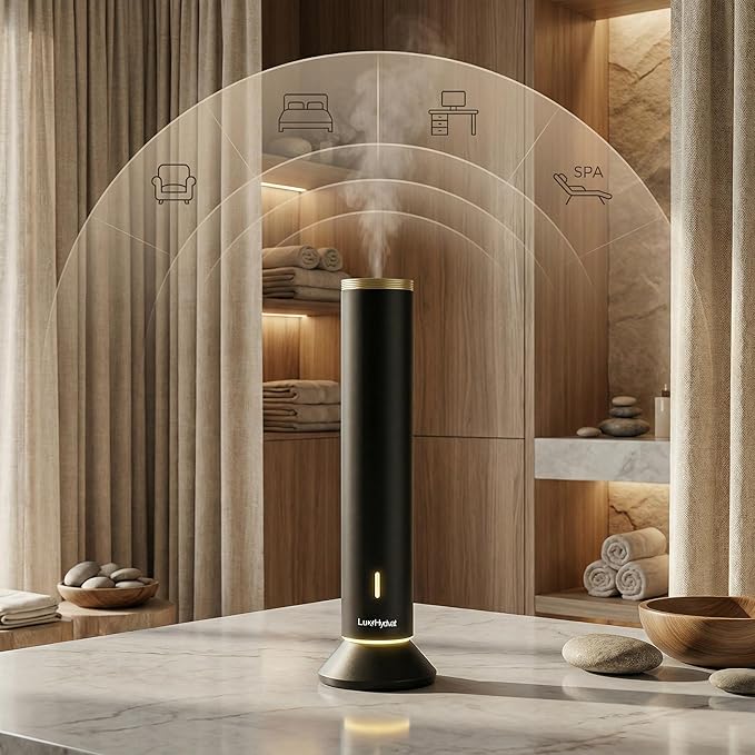 New Upgraded Waterless Scent Oil Nebulizer – Smart App & Remote Control, Covers Up to 4000 Sq Ft, Quiet Aroma Diffuser for Home, Hotel & Office, Up to 20H Runtime, 360° Light & Timer (Black, 1500) - Bloomnest