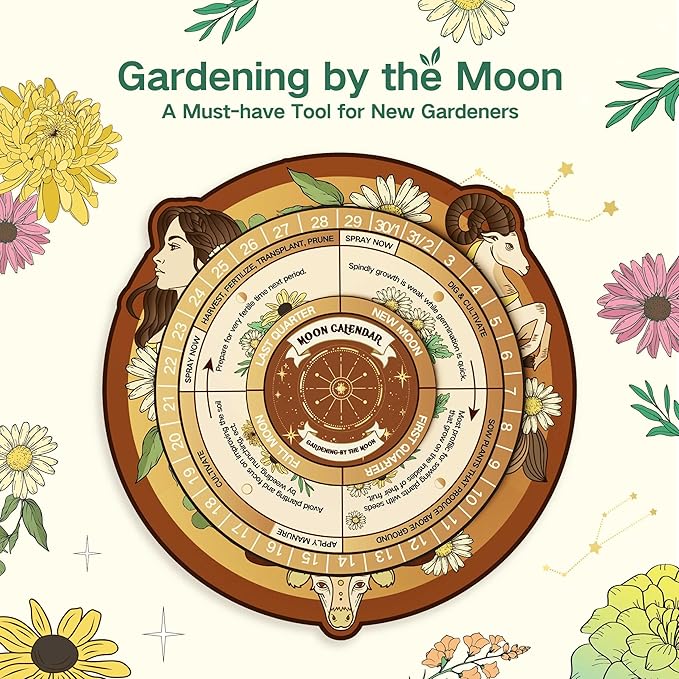 LUSH&DEW Zodiac Garden Seed Bank, 12 Varieties Non-GMO USA-Sourced Heirloom Herb Flower Seeds with Moon Calendar, Gardening Gift for Women Men, Witchcraft Supplies, Earth Sign (Taurus Virgo Capricorn) - Bloomnest