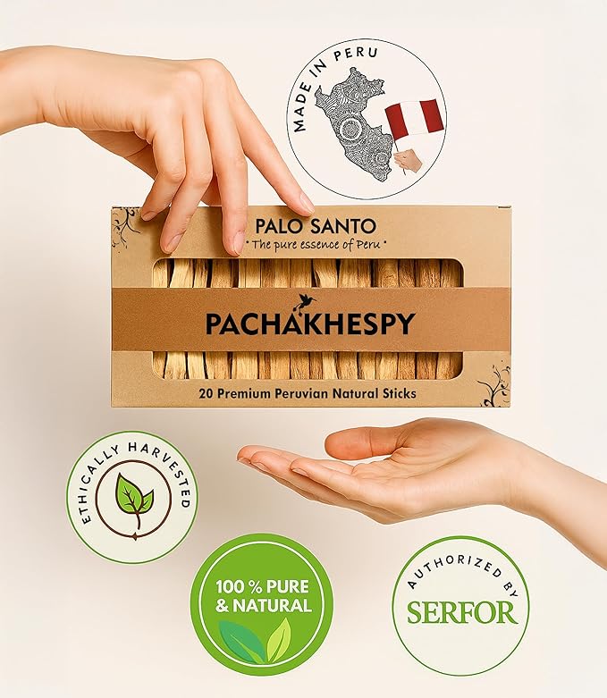 Authentic Premium Palo Santo from Peru 20 Pack of Natural Holy Wood Hand Harvested Smudging Sticks for Home Fragrance Energy Cleansing Meditation Spiritual Rituals Anti Stress Wellness Incense