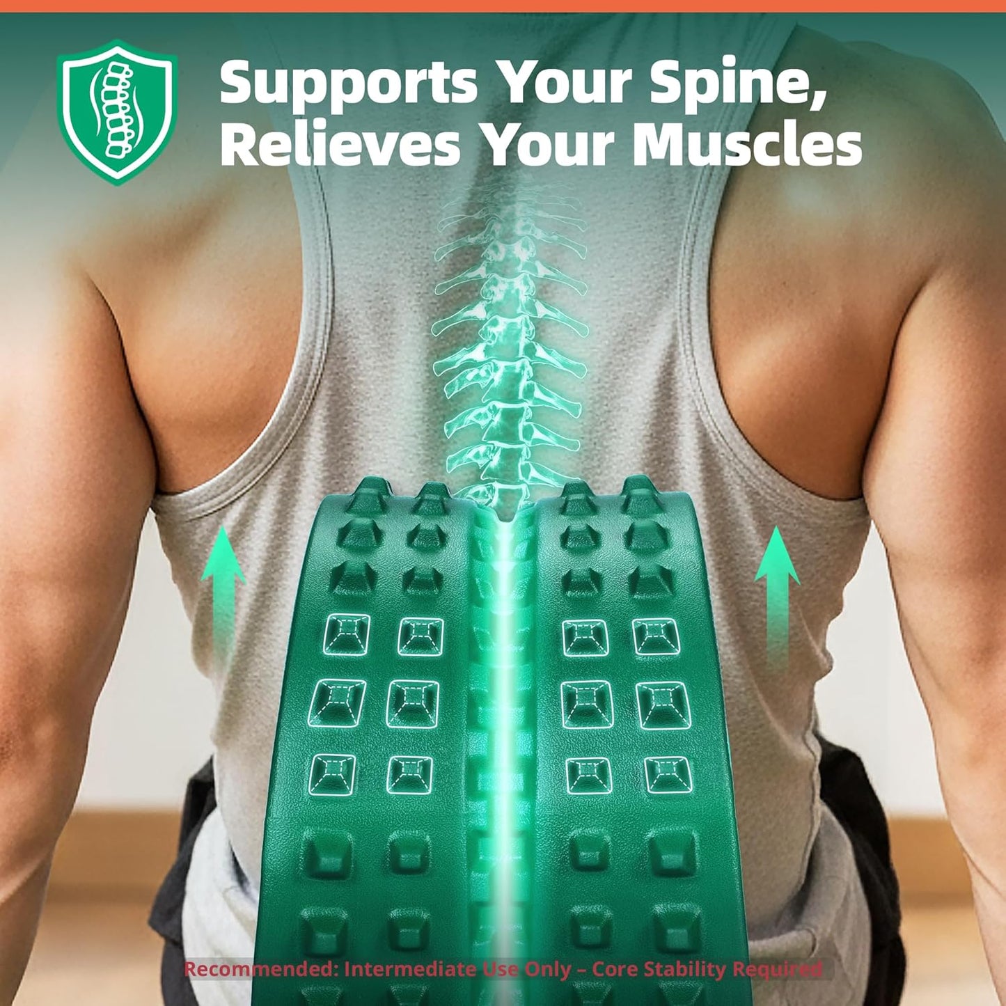 Back Roller for Back Pain Reliefn & Stretching, Deep Tissue Massage Roller Supports Up to 530 lbs / 240 kg, 5.5''-7.5'' Curved Foam Roller for Home Stretching & Physical Therapy