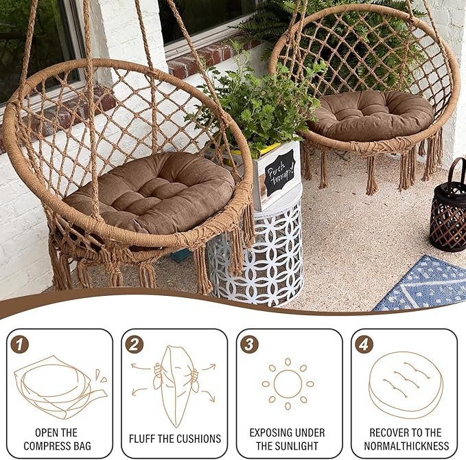 Tiita Round Floor Pillow Cushions 22"x22" Patio Chair Cushion for Outdoor Furniture Seat Pads Set of 2 Meditation Cushion for Yoga Living Room Sofa Balcony, Coffee