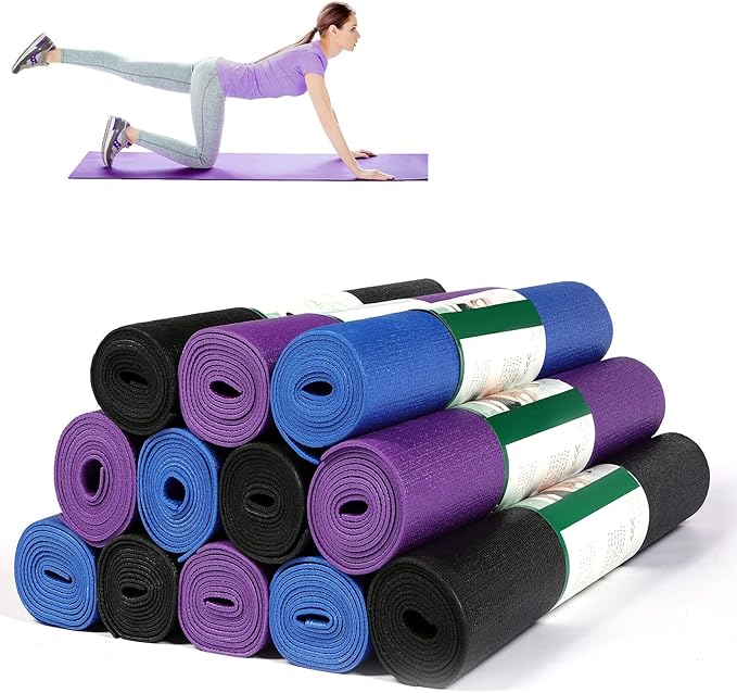 Amylove 12 Pieces Yoga Mats Bulk 68x24x0.12 Inch Exercise Non Slip Fitness Workout Mats for Women Men Home Workout Gym Yoga - Bloomnest