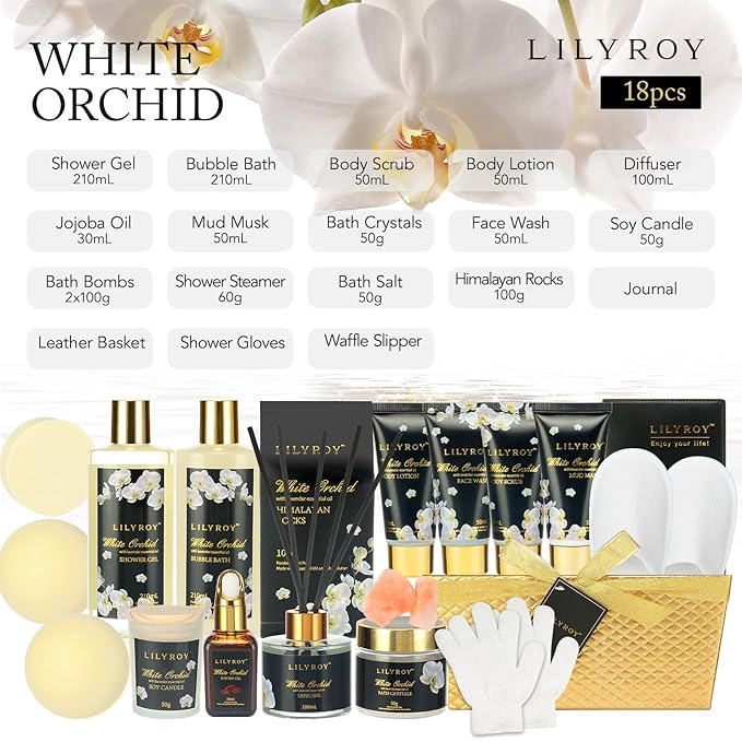 Valentines Day Gifts for Women - 18-Piece Luxury Gold Spa Gift Set, Premium Bath Collection | Father's Day, Mothers Day Gift, Birthday Gifts, Christmas, All Occasion Ultimate Holiday Gift