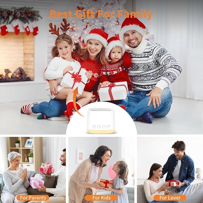 Portable Travel Sound Machine for Sleep, White Noise Sound Machine with Night Light, Pocket-Sized, Long-Lasting Power, 16 Soothing Sounds, Memory, Timer for Adults Baby Office Privacy Gift, Hotel