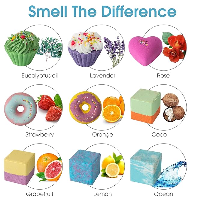 Bath Bombs,10 Natural Bath Bomb Gift Set, Organic Bubble Bath Bombs, Shea Butter Dry Skin Moisturize, Fizzy Spa Bath for Her Mom Women Kids Girls Girlfriend, Mothers Day Birthday - Bloomnest