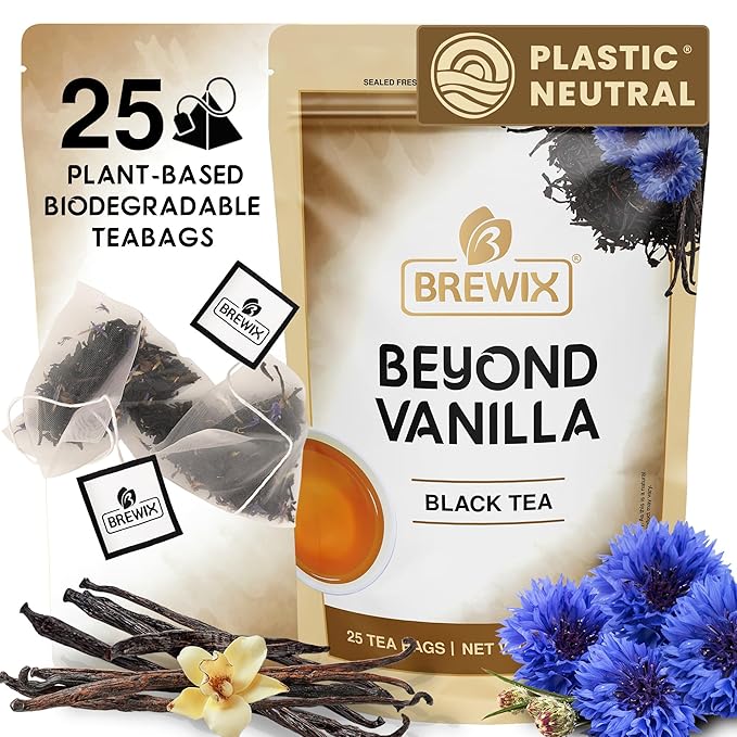 BREWIX, Vanilla Caramel Dessert Tea (25 Pyramid Black Tea Bags) | Naturally Flavored, Caffeinated & Sugar-Free | A Cozy & Indulgent Brew for Anytime Cravings - Bloomnest