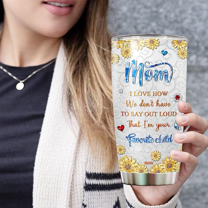 WAZONE Personalized Elephant Tumbler With Lid Custom Name Elephants Sunflowers Insulated Mothers Day Birthday Christmas Items Gifts For Mom From Daughter Son Stainless Steel Travel Cup Mug - Bloomnest