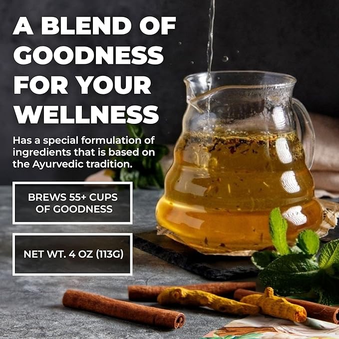 Gardenika Organic Flamma-tea Loose Leaf Tea | Premium Turmeric Ginger Blend with Cinnamon, Peppermint & Black Pepper | 100% Natural, Caffeine Free Herbal Wellness Tea | 4oz (113g) - Bloomnest