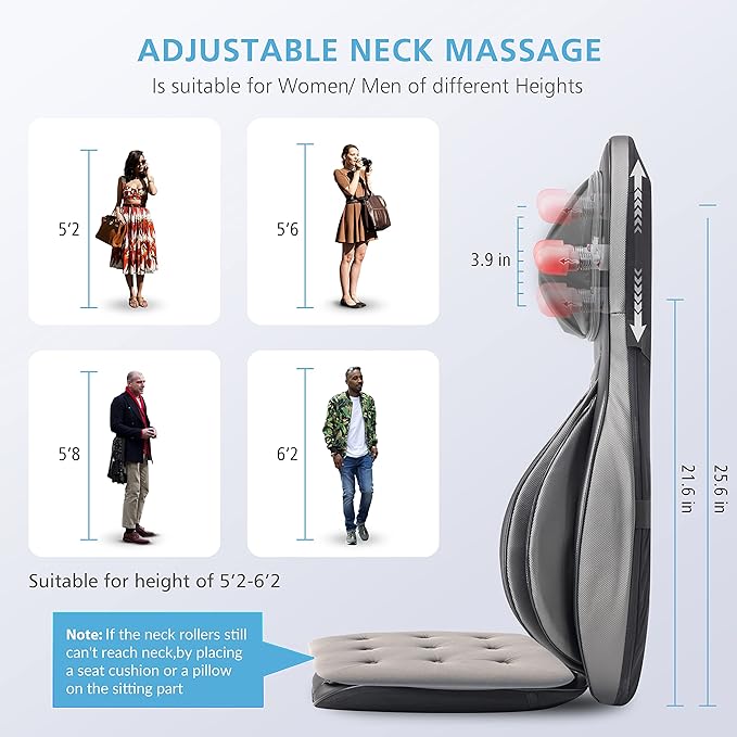 COMFIER Back Massager for Pain Relief Deep Tissue, Shiatsu Neck and Back Massager with Heat, Rolling & Compression Massage Chair Pad for Office Chair, Full Body Massage Chair Gift for Mom Dad - Bloomnest