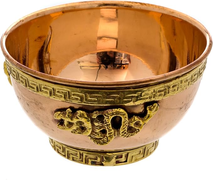 Alternative Imagination Dragon Copper Bowl - Offering Bowl For Altar Use, Ritual Offerings, Witchy Home Decor - Incense Holder for Incense Cones, White Sage, Palo Santo Sticks - 3 Inches Wide - Bloomnest