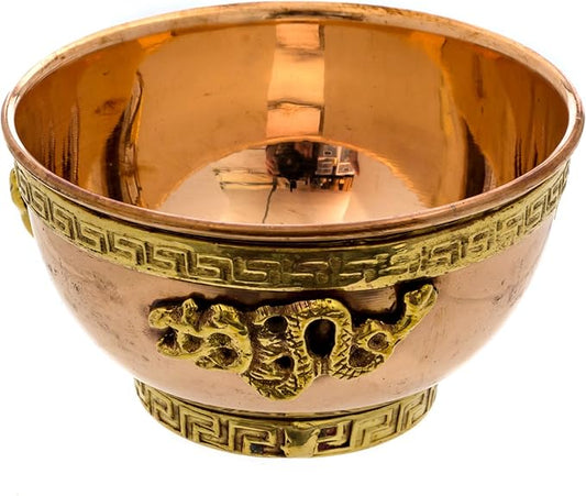 Alternative Imagination Dragon Copper Bowl - Offering Bowl For Altar Use, Ritual Offerings, Witchy Home Decor - Incense Holder for Incense Cones, White Sage, Palo Santo Sticks - 3 Inches Wide - Bloomnest