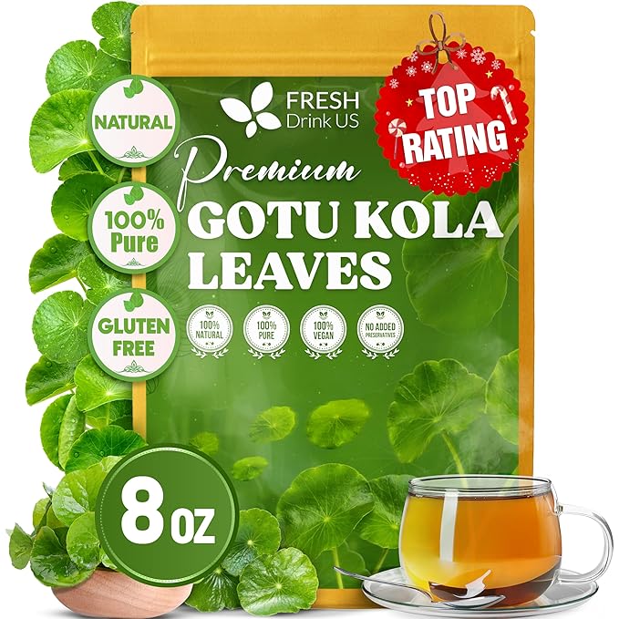 FreshDrinkUS, Premium Gotu Kola Leaves (Centella asiatica) | 8 oz Dried Loose Leaf | Naturally Mild & Earthy Herbal Tea – Premium Quality Leaves. Sugar-Free. Caffeine-Free. Vegan - Bloomnest