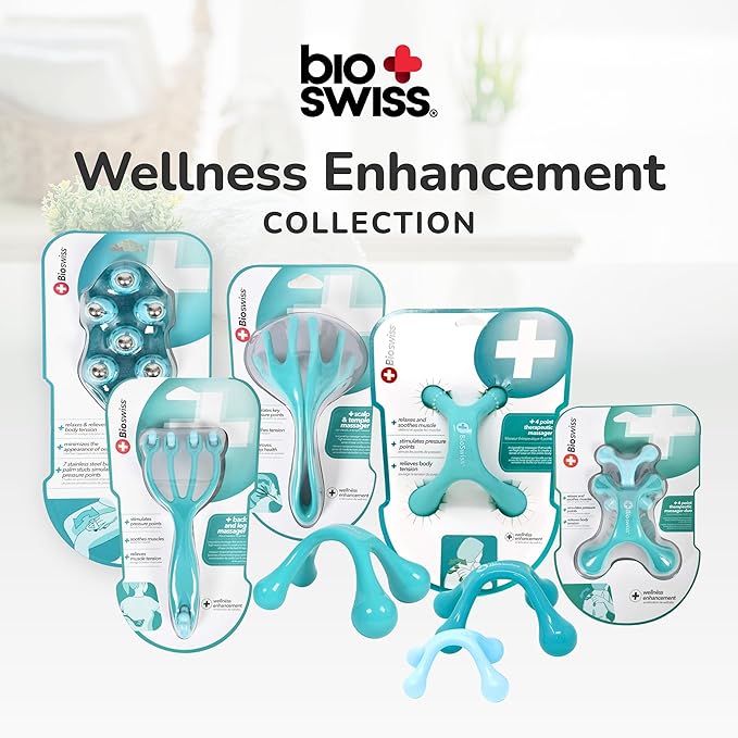 BioSwiss Massage Glove with Steel Roller Balls, Handheld Full Body Massager for Back, Neck, Shoulders, and Legs Bioswiss