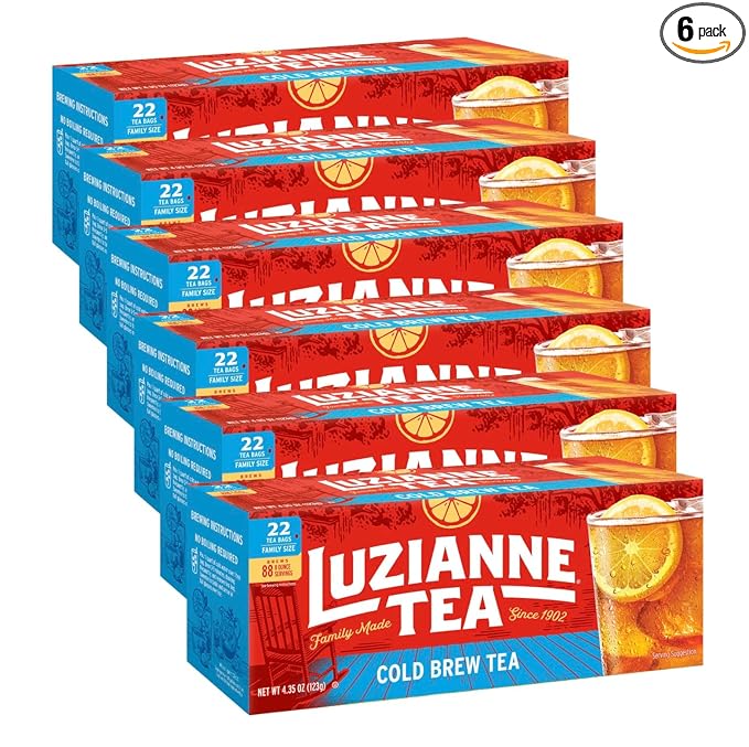 Luzianne Unsweetened Cold Brew Black Iced Tea Bags, Family Size, 22ct Box (Pack of 6) - Bloomnest