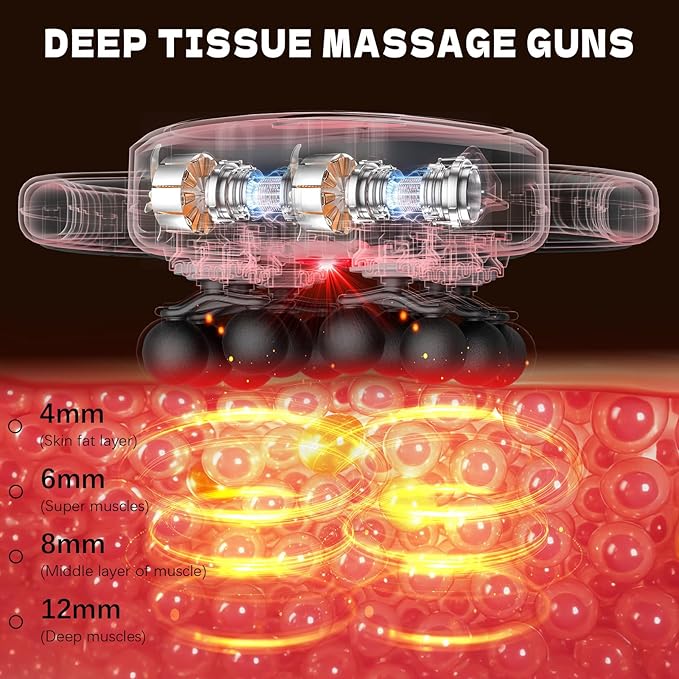 AdamPark 12-Head Massage Gun Set, Deep Tissue Muscle Massagers Tools Electric Percussion Massagers with 9 Modes Quiet Massager for Back Pain Full Body Muscle Pain Relief, Ideal Gifts for Women, Men - Bloomnest