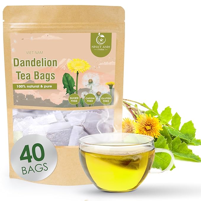 NHAT ANH FARM - Premium Dandelion Tea Bags, 40 Tea Bags, 100% Natural Dried Dandelion Leaves, Naturally Sweet Herbal Tea, Sugar-Free, Caffeine-Free, No Additives. - Bloomnest