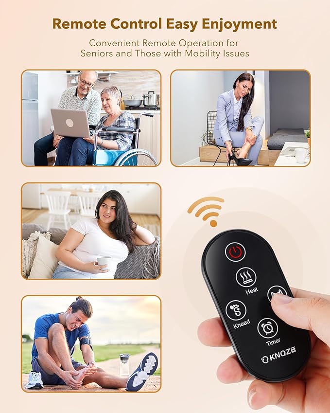 KNQZE Foot Massager with Heat and Remote, Shiatsu Deep Kneading Feet Massager for Plantar Fasciitis & Neuropathy, Foot Warmer, Gifts for Mom Women Men Dad, Fits Up to Men Size 12(Gray) - Bloomnest